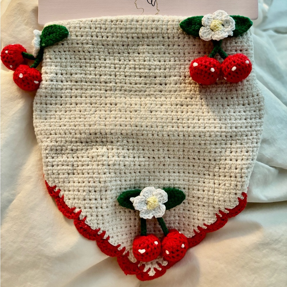 NWT Piper K Crochet Cherry Hair Scarf